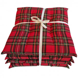 Cuscino per sedia natalizio 42x42cm Scozzese 4pz