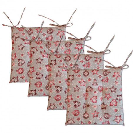 Cuscino per sedia natalizio 42x42cm Lapponia 4pz