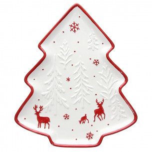 Piatto Albero 36x26 cm Winter Wonderland rosso