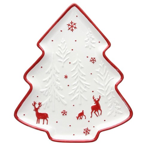 Piatto Albero 36x26 cm Winter Wonderland rosso
