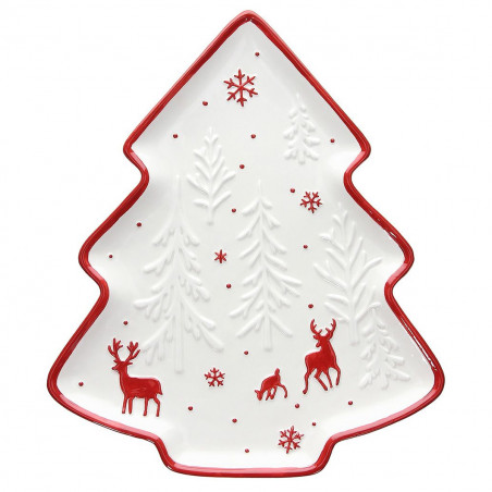 Piatto Albero 36x26 cm Winter Wonderland rosso