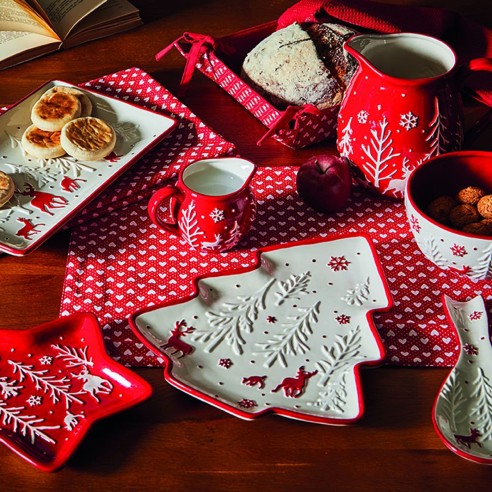 Piatto Albero 36x26 cm Winter Wonderland rosso