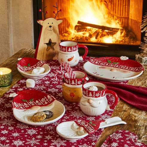 Piatto piano 28 cm Dear Santa rosso Tognana