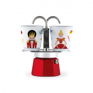 Schiaccianoci collection caffettiera Mini express + 2 tazzine caffè Bialetti