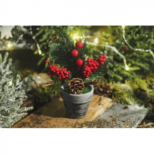 Albero di Natale pinetto con pigne e bacche H 16 cm assortito 2