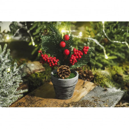 Albero di Natale pinetto con pigne e bacche H 16 cm assortito ambientato