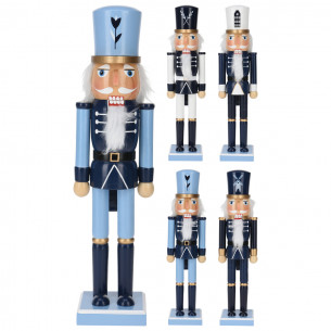 Schiaccianoci in legno soldato natalizio blu H 25 cm assortito