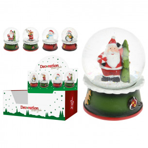 Palla di vetro con neve e personaggi natalizi H 9 cm assortito
