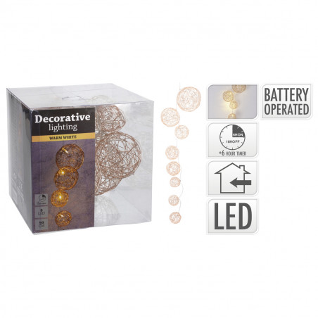 Ghirlanda natalizia Sfere dorate con 8 LED 90 cm