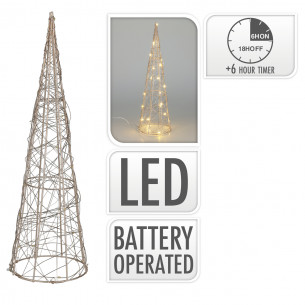 Albero di Natale Cono dorato con luce LED H60 cm