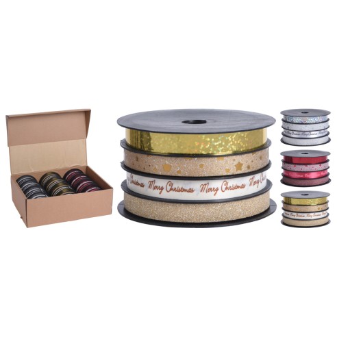 Nastro regalo 4m assortito confezione da 4 pezzi