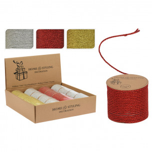 Nastro regalo in filo intrecciato 4m assortito
