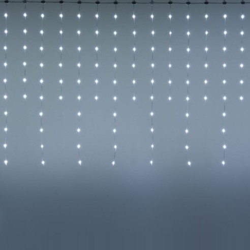 Tenda luminosa stalattiti effetto pioggia cavo trasparente 420 nano LED luce fredda 810x110 cm Prequ D3763