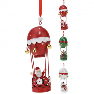 Pendente natalizio mongolfiera metallo H 16 cm H&S Collection