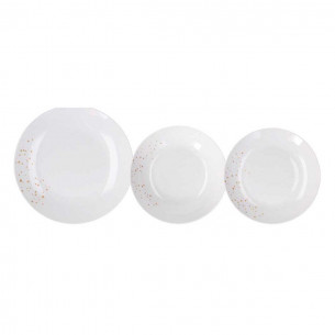 Servizio piatti 18 pezzi Dream oro porcellana bianco