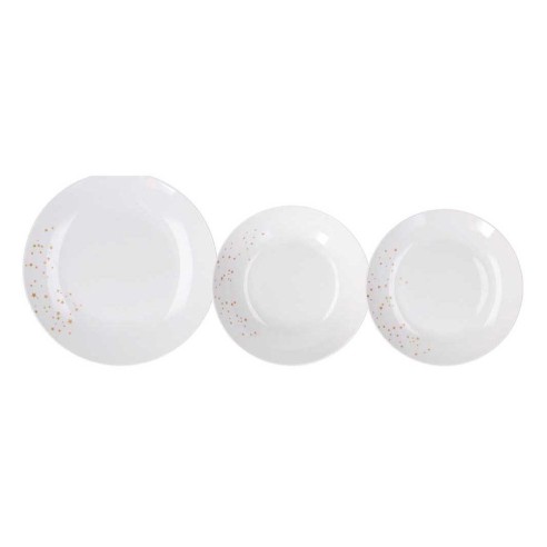 Servizio piatti 18 pezzi Dream oro porcellana bianco