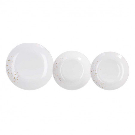 Servizio piatti 18 pezzi Dream oro porcellana bianco